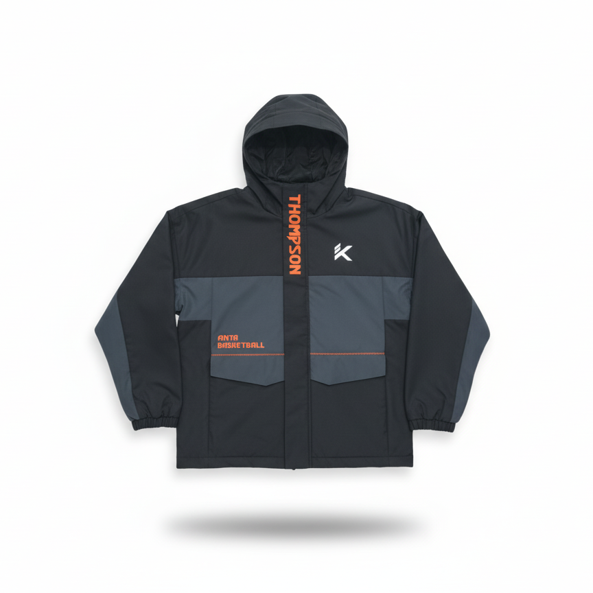 Anta Basketball Mercerized Velvet Track Top For Boys, Black