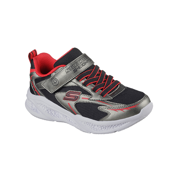 Skechers Skechers Meteor-Lights Lifestyle Shoes For Boys, Gun Red