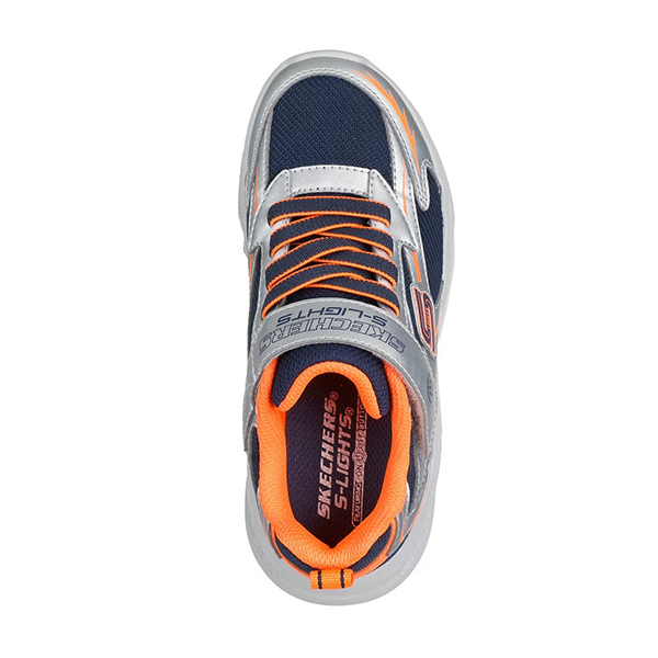 حذاء سكيتشرز ميتيور لايتس لايف ستايل للأولاد، فضي برتقالي