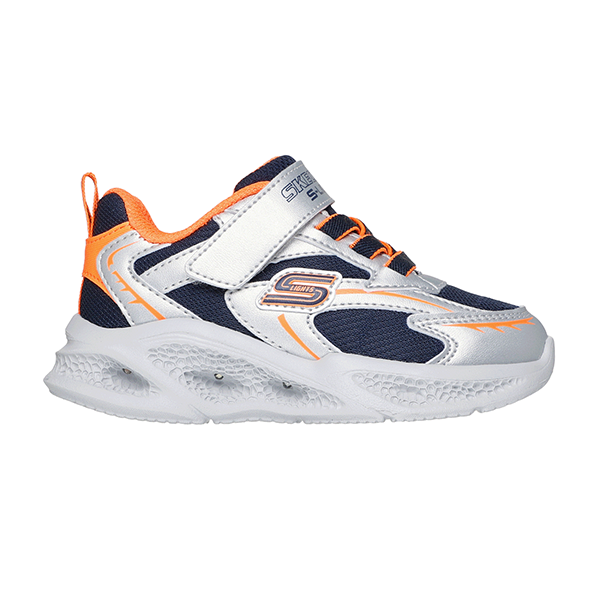 Skechers Skechers Meteor-Lights Lifestyle Shoes For Boys, Silver Orange