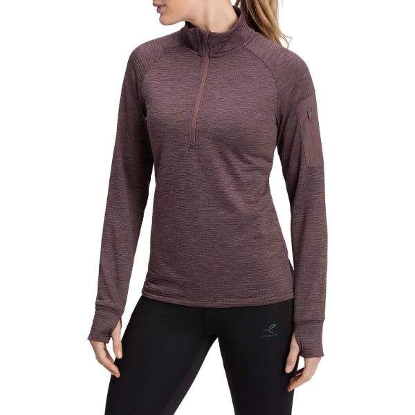Energetics Wilona W L/S Running T-Shirt For Women, Melange/Red Wine/Red Wine