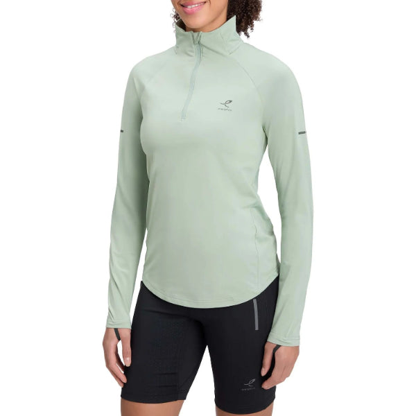 Energetics Carla Ii W L/S Running T-Shirt For Women, Green Smoke