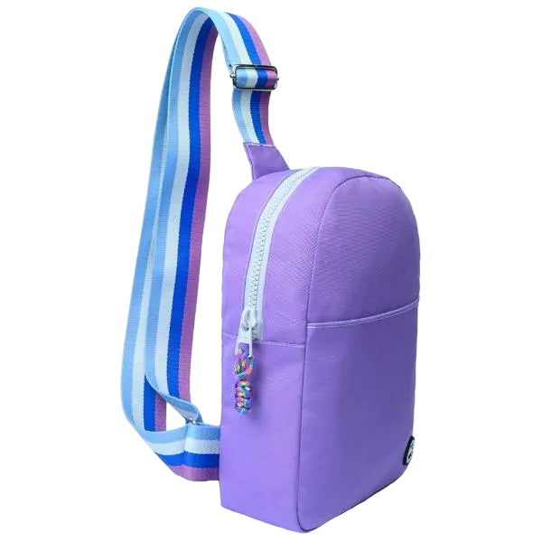 Cubs Sling 2 Front Pocket Cross Bag For Unisex, Lilac&Grey