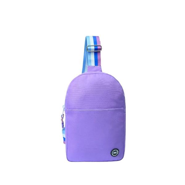 Cubs Sling 2 Front Pocket Cross Bag For Unisex, Lilac&Grey