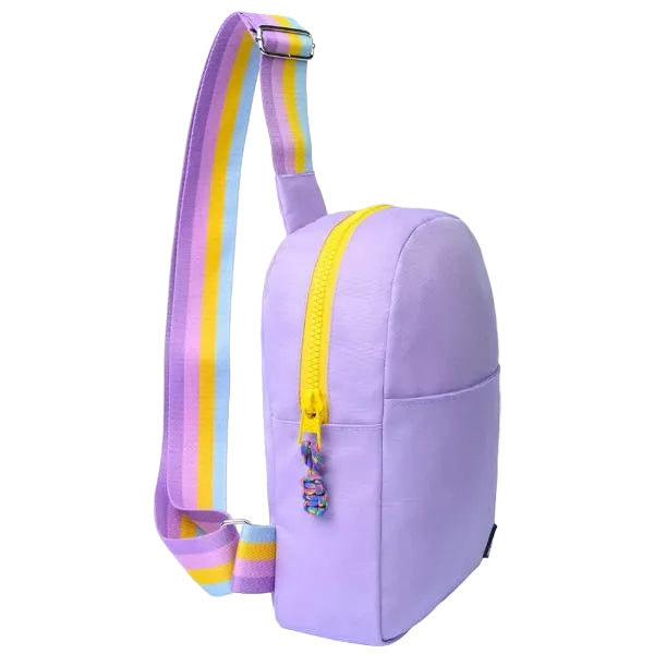 Cubs Sling 2 Front Pocket Cross Bag For Unisex, Lilac&Yellow
