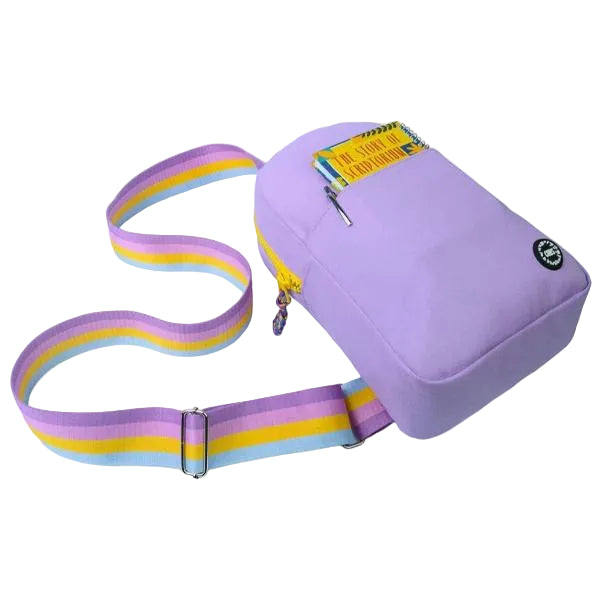 Cubs Sling 2 Front Pocket Cross Bag For Unisex, Lilac&Yellow