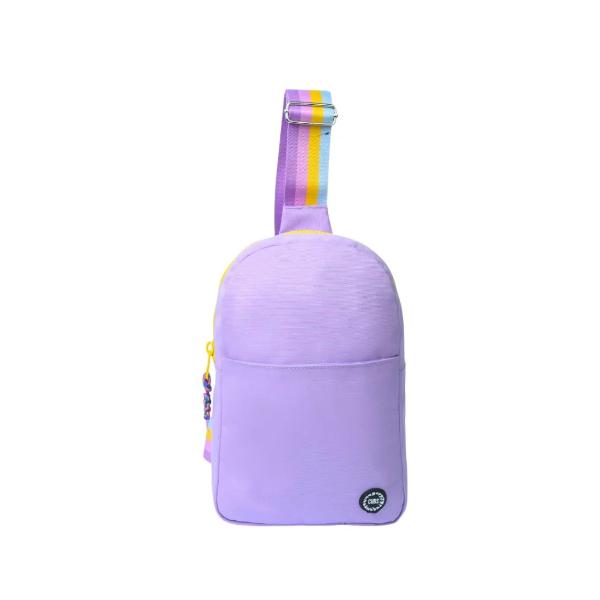 Cubs Sling 2 Front Pocket Cross Bag For Unisex, Lilac&Yellow