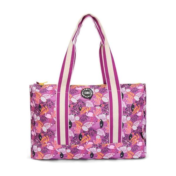 Cubs Lilac Pigon Forest And Pineapples Double Face Tote Bag For Unisex