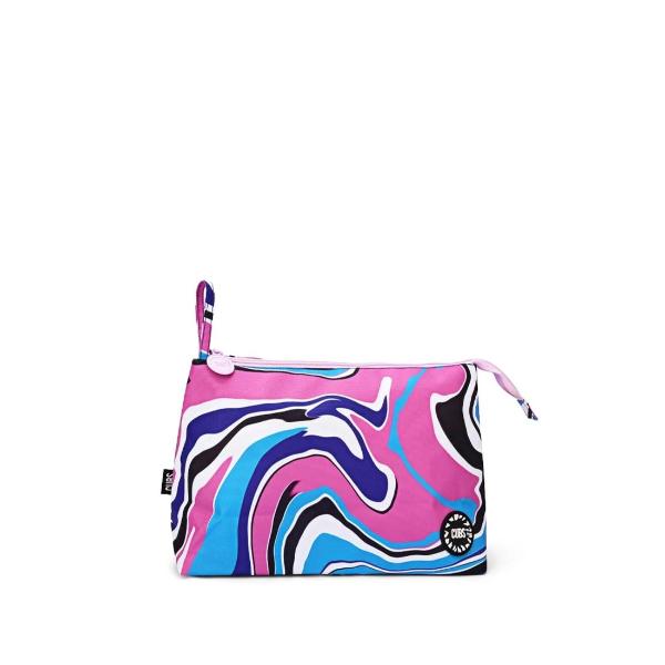 Cubs Pink And Turquoise Swirls Large Pouch For Unisex