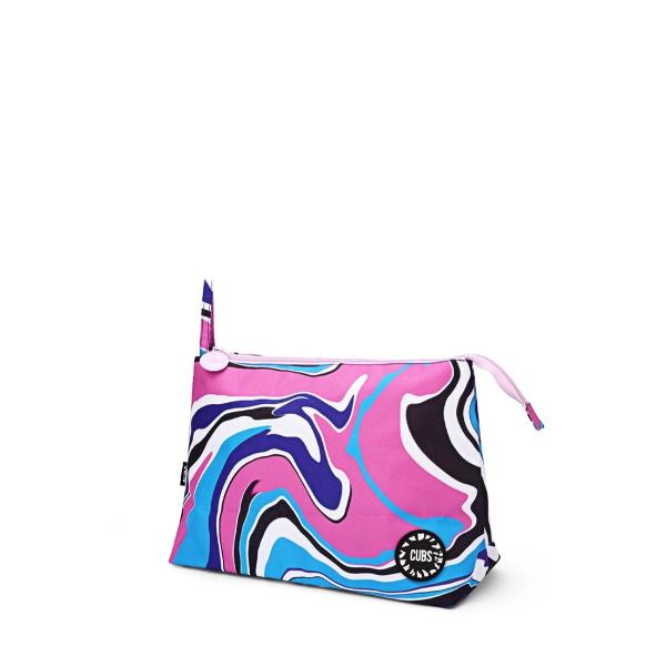 Cubs Pink And Turquoise Swirls Large Pouch For Unisex
