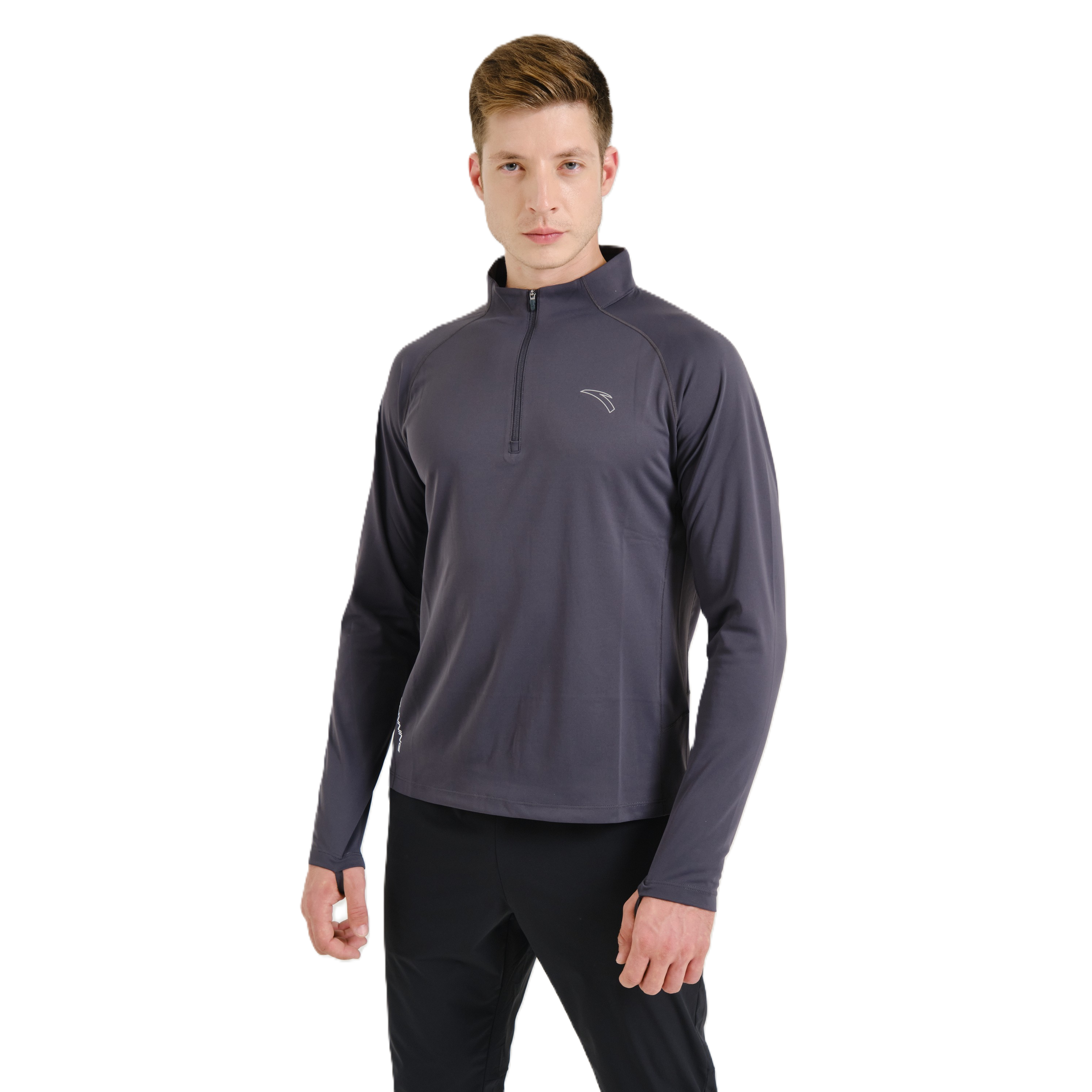 Anta Running Ls T-Shirt For Men, D.Grey