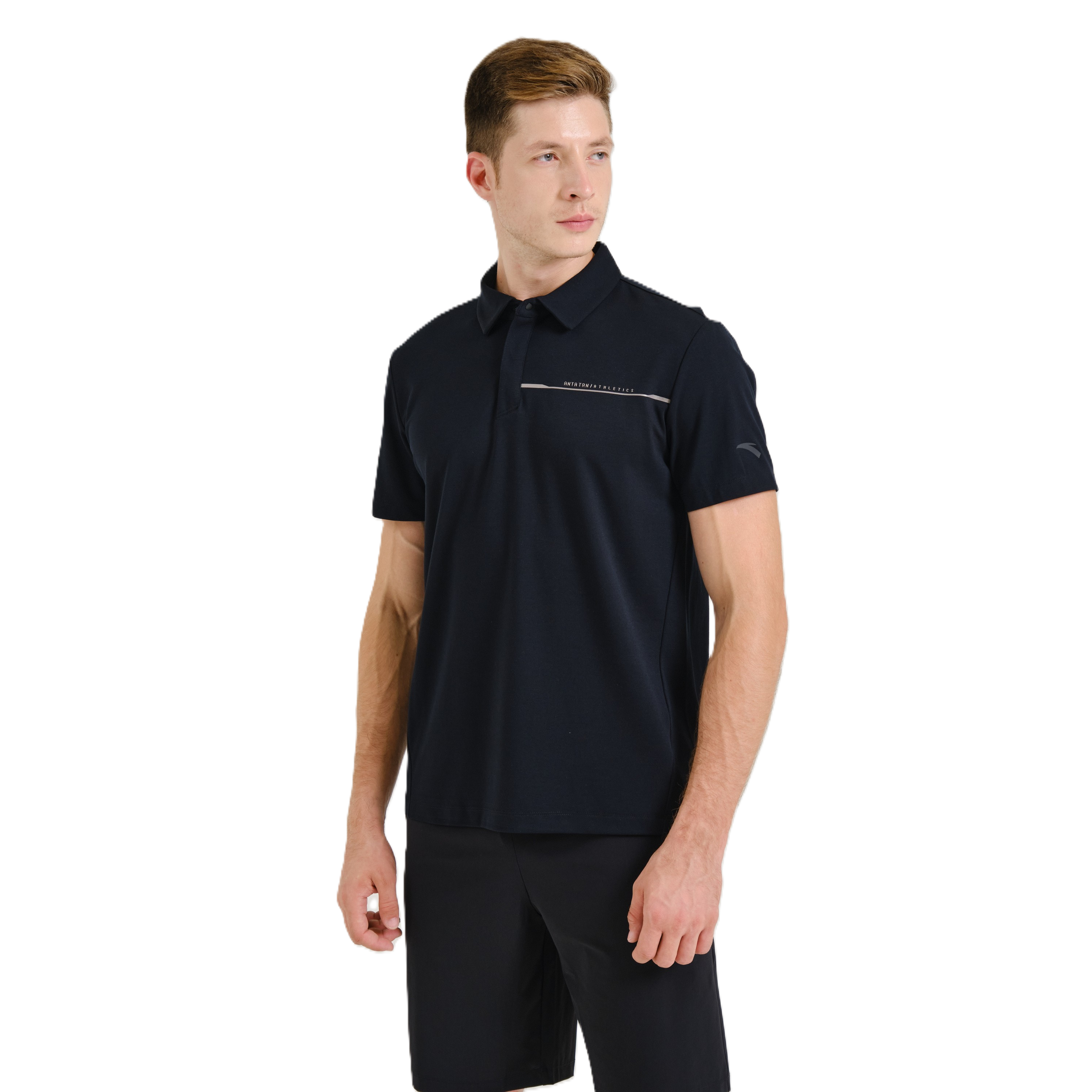 Anta Fitness Ss Polo T-Shirt For Men, Black
