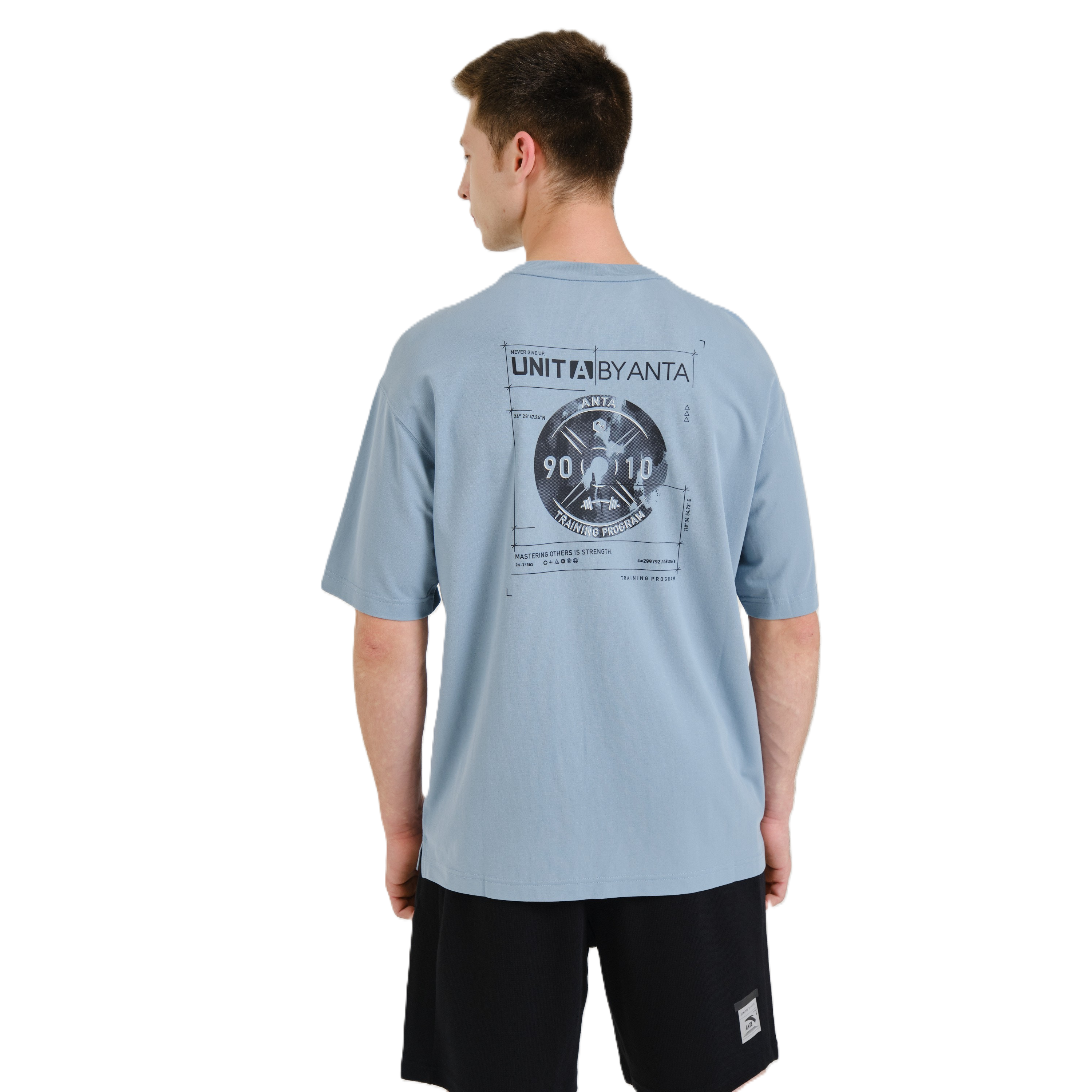 Anta Fitness Ss T-Shirt For Men, Wall Grey