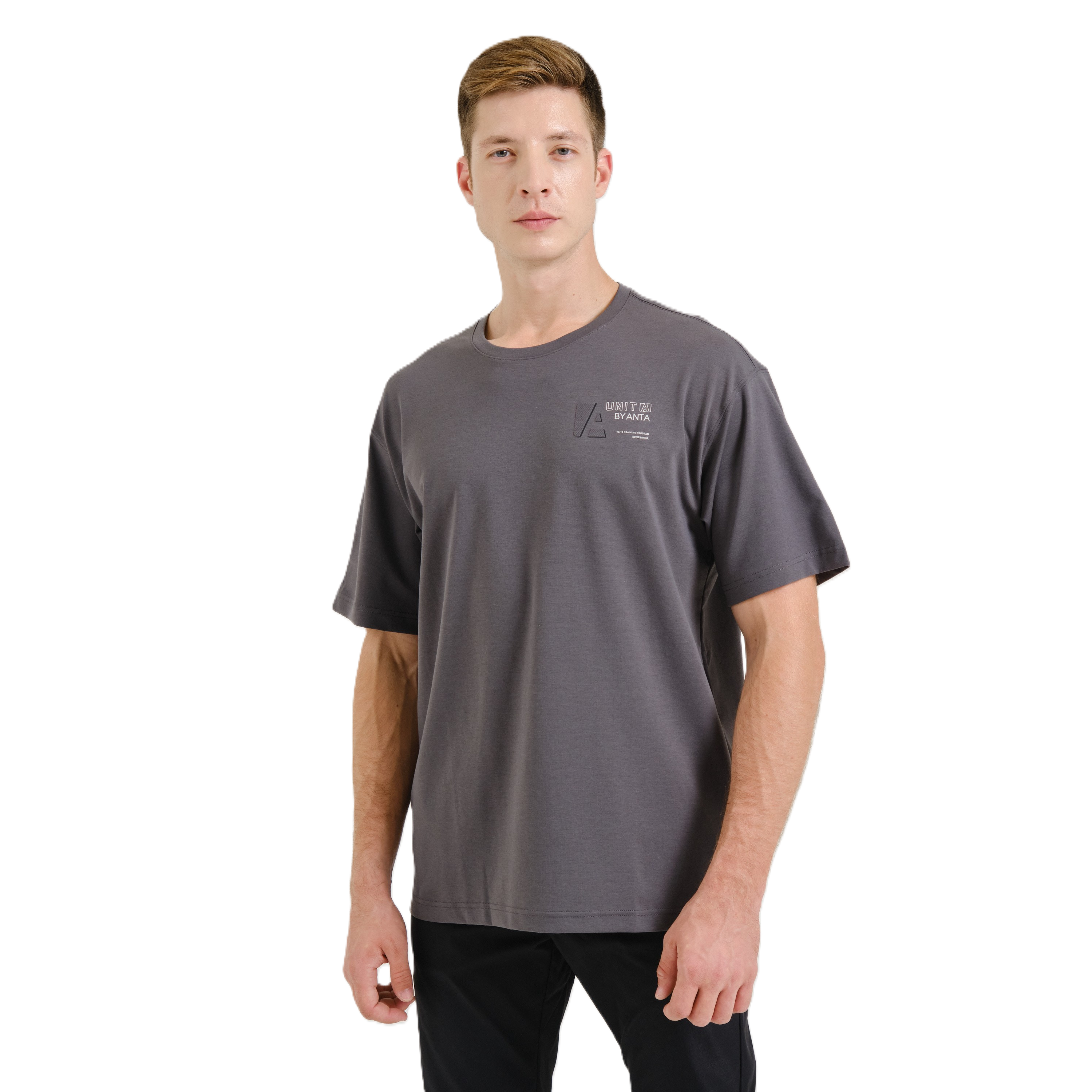 Anta Fitness Ss T-Shirt For Men, D.Grey