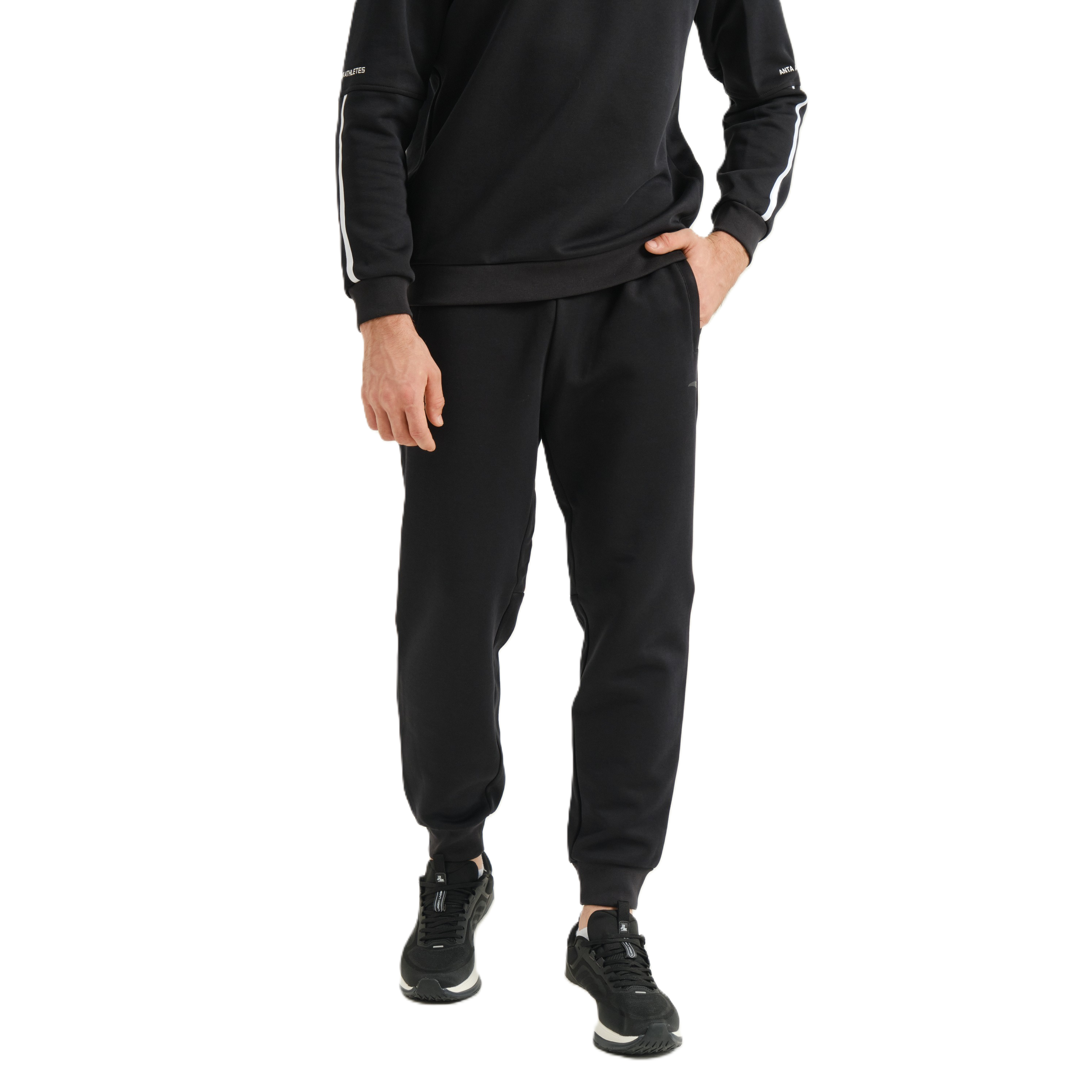 Anta Fitness Knit Track Pants For Men, Black