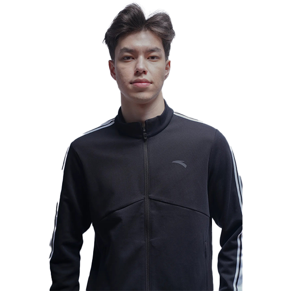 Anta Fitness Knit Track Top For Men, Black