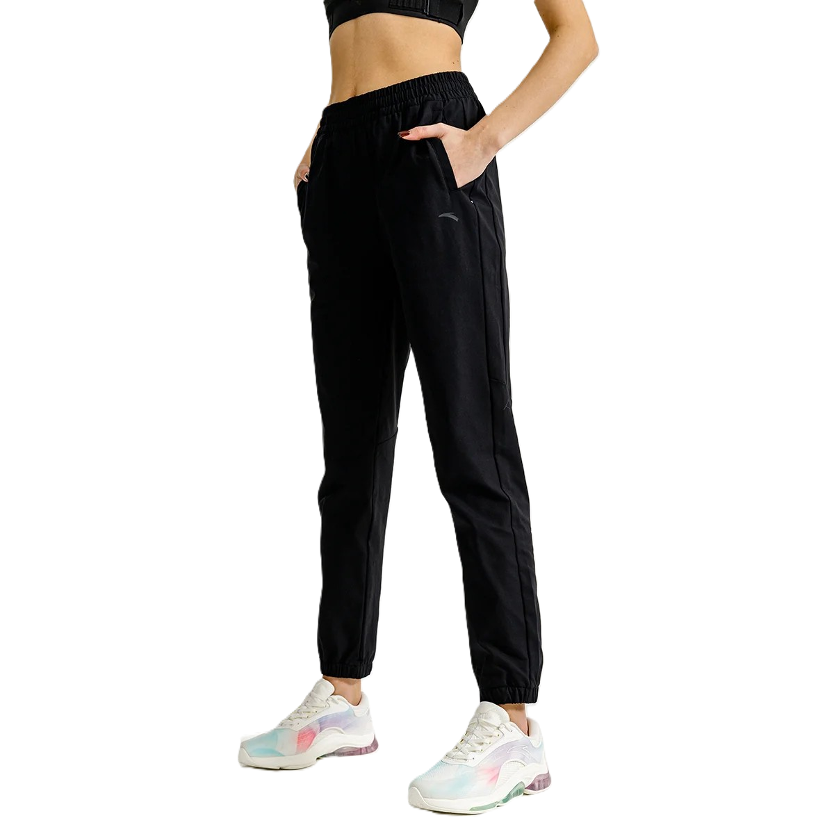 Anta Fitness Woven Track Pants For Women, Black