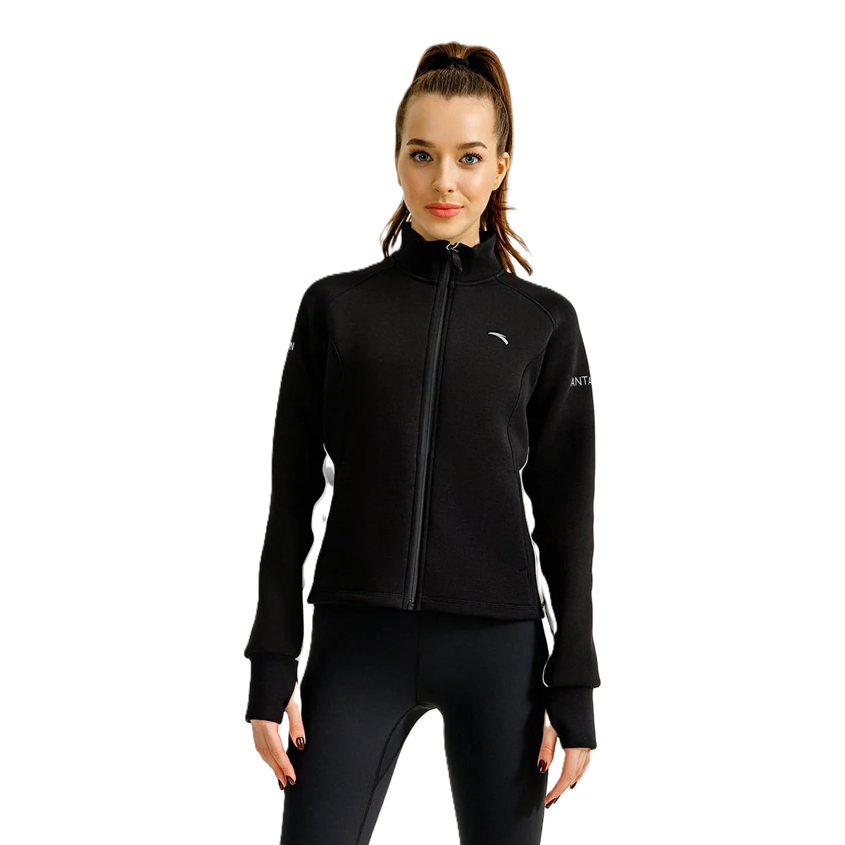 Anta Fitness Knit Track Top For Women, Black