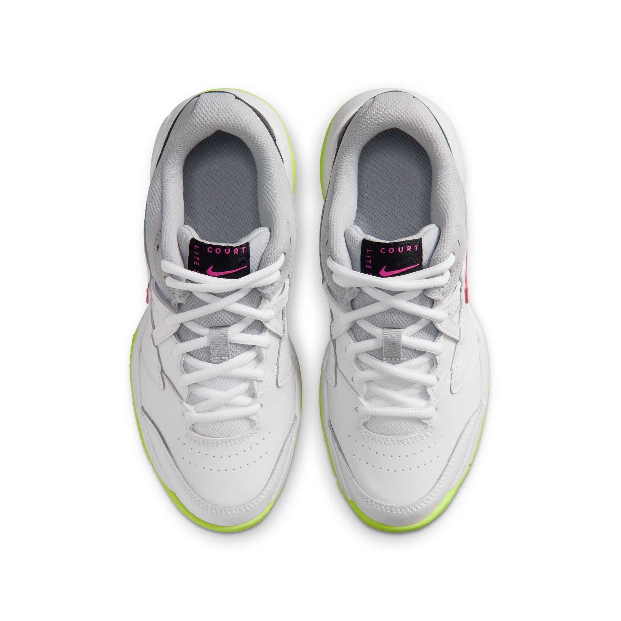Nike Jr Court Lite 2 Tennis Shoes For Girls, White&Lime&Fuchsia