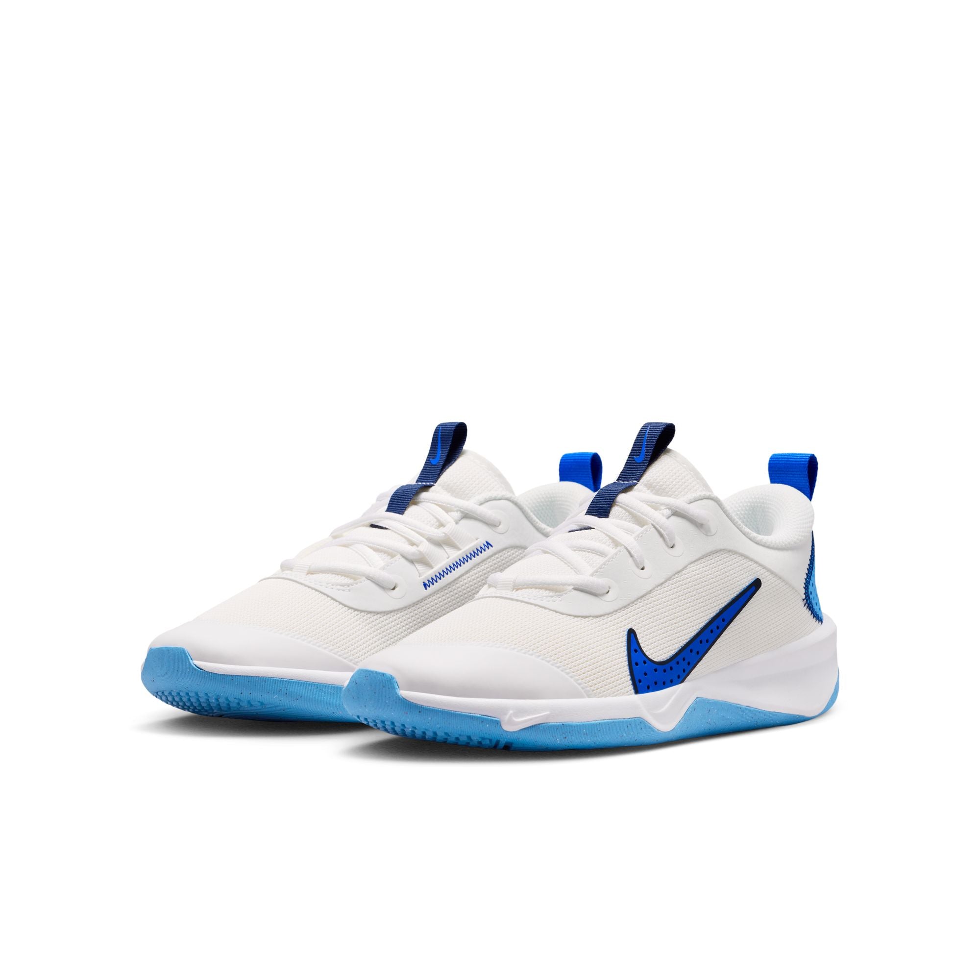 Nike Omni Multi-Court Running Shoes For Boys, White&Navy