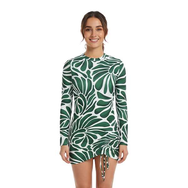 Aerobird Long Sleeves Top For Women, Green Print