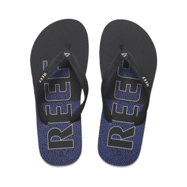 Reef Seaside Prints Coral Flip Flops For Men, Black&Blue