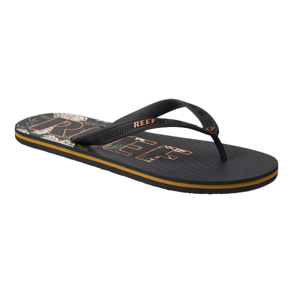 Reef Seaside Prints Water Floral Flip Flops For Men, Black
