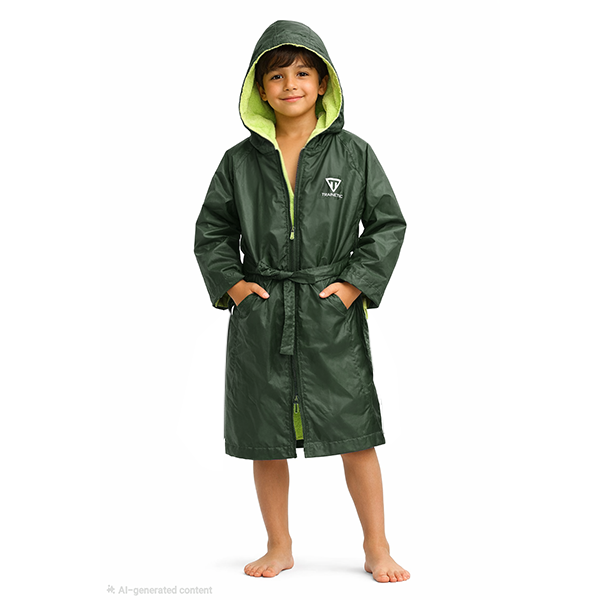 روب ترينتيك المقاوم للماء للأولاد، زيتوني وأخضر فسفوري