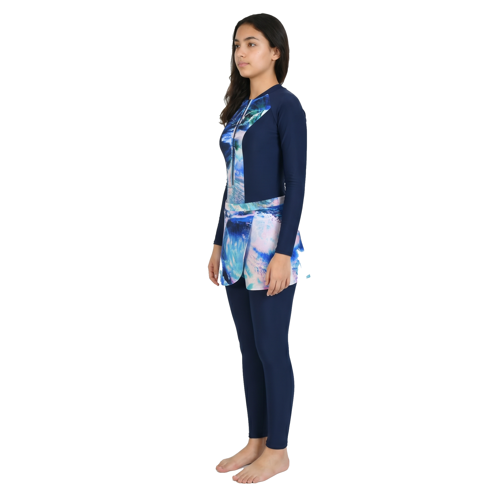 Aerobird Burkini Full Set For Women, Navy Print&Navy