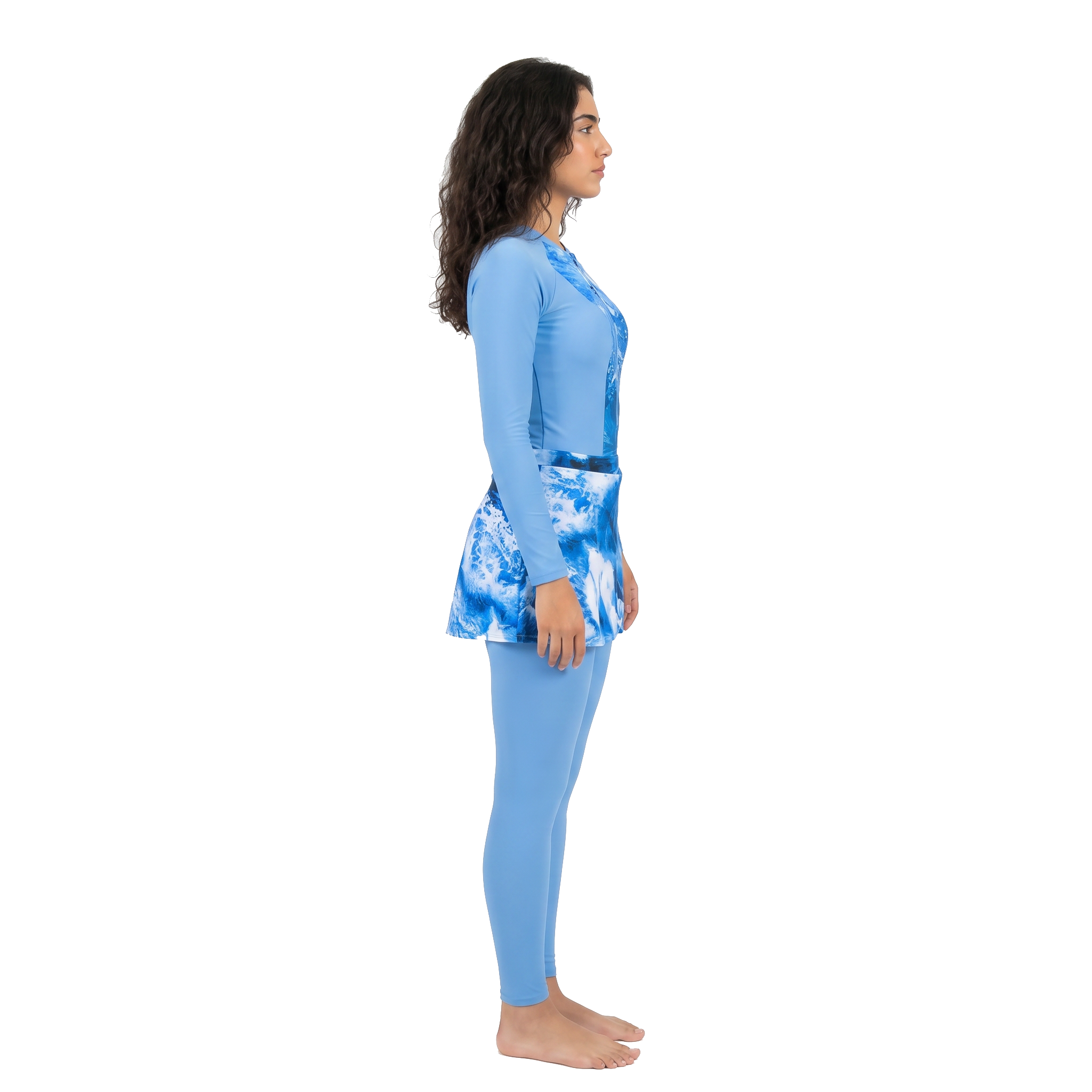 Aerobird Burkini Full Set For Women, Blue Print&Blue