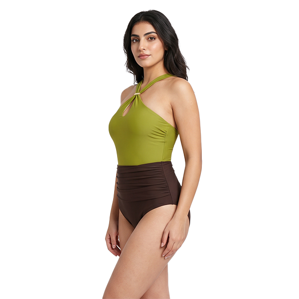 Aerobird One Piece For Women, Yellow Green&Brown