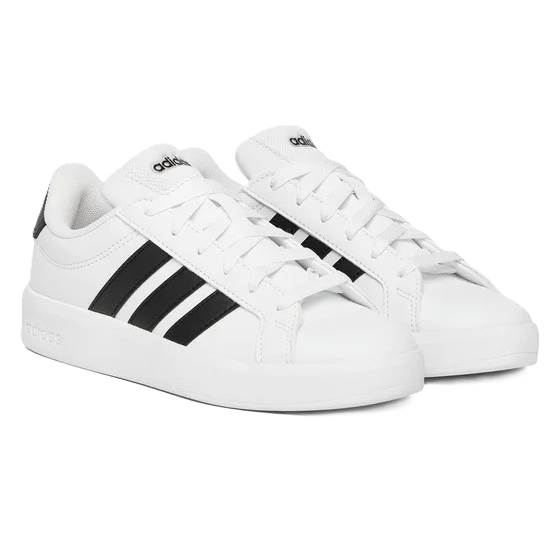 Adidas Grand Court 3.0 J Lifestyle Shoes For Boys, White & Black