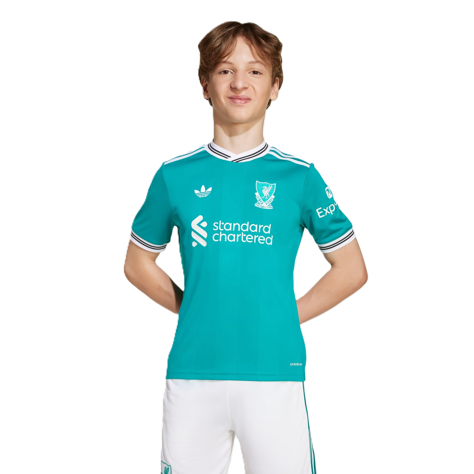 Adidas Lfc 3 Jsy Y Ss T-Shirt For Boys, Sea Green