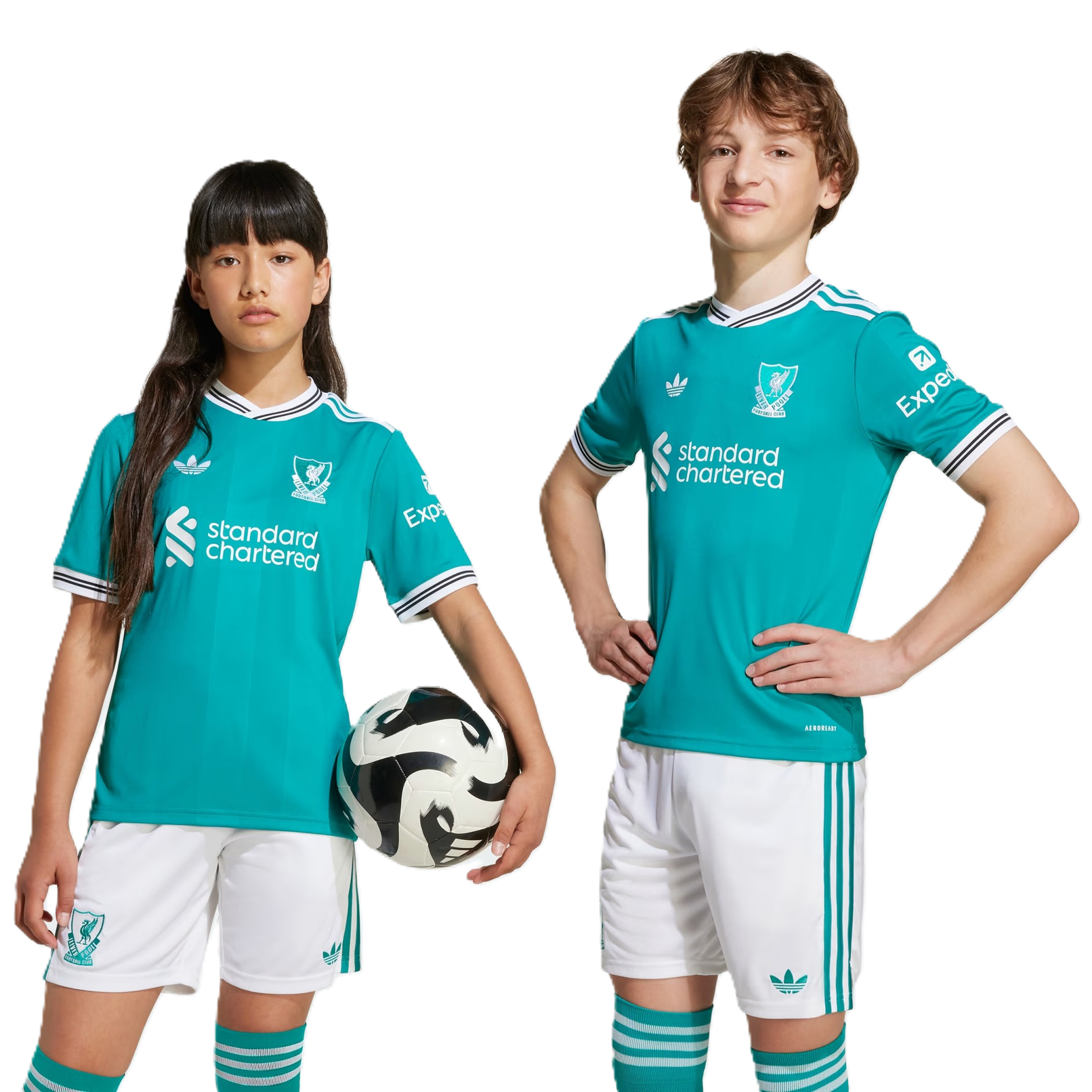Adidas Lfc 3 Jsy Y Ss T-Shirt For Boys, Sea Green