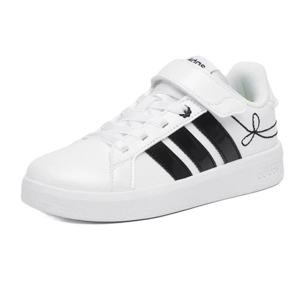 Adidas Grand Court 3.0 El C Lifestyle Shoes For Girls, Black&White