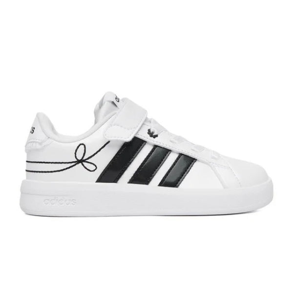 Adidas Grand Court 3.0 El C Lifestyle Shoes For Girls, Black&White