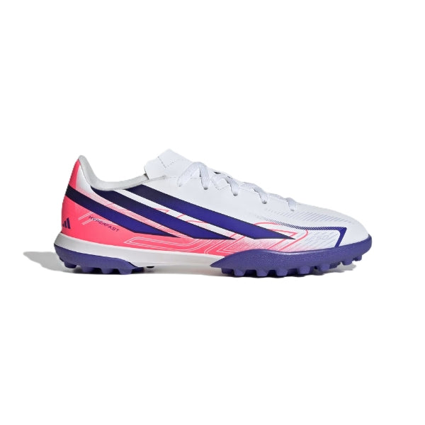Adidas F50 Hyperfast Club Tf J Tartan Shoes For Boys, White&Purple