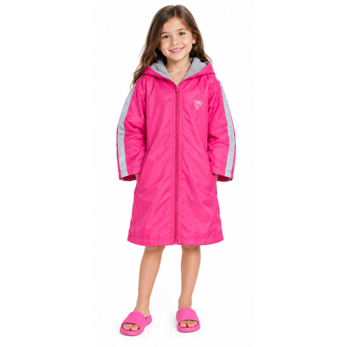 Trainetic Water Proof Robe For Girls, Fuchsia/Silver/Grey