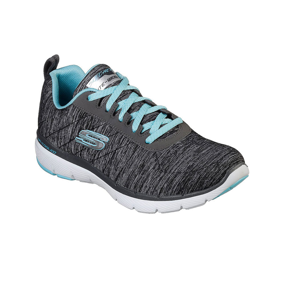 Skechers Flex Appeal 3.0 Lifestyle Shoes For Women, Black & Turquoise