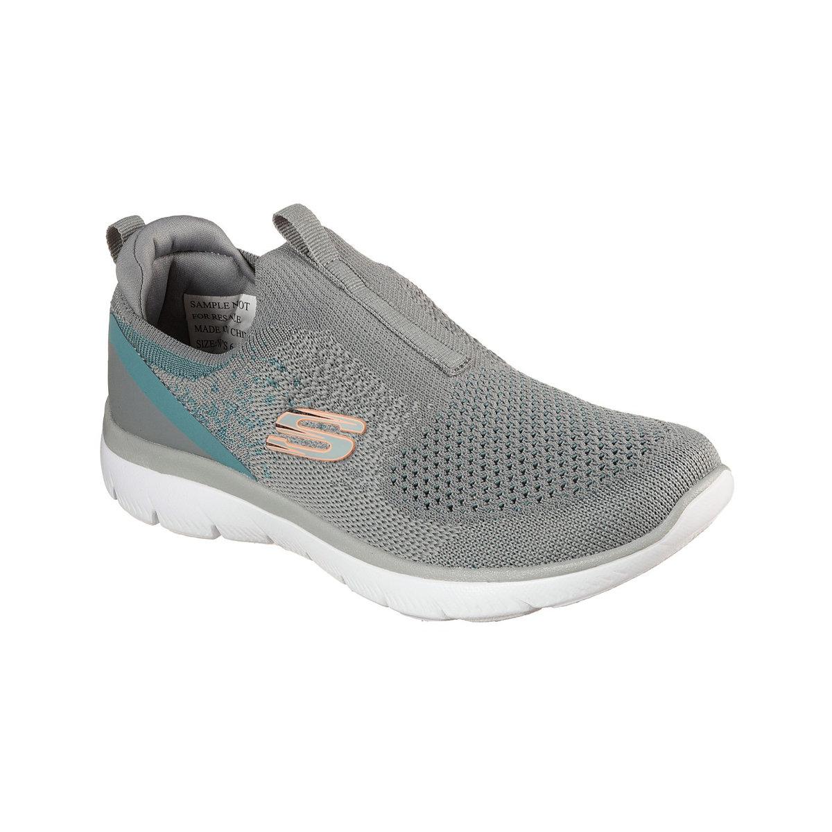 حذاء سكيتشرز Summits Daily Flourish للنساء، رمادي وأخضر فاتح
