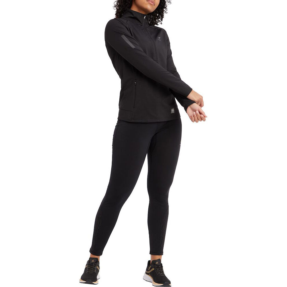 Energetics Caster Sports T-Shirt with Long Sleeves & Half-Zipper For Women, Black