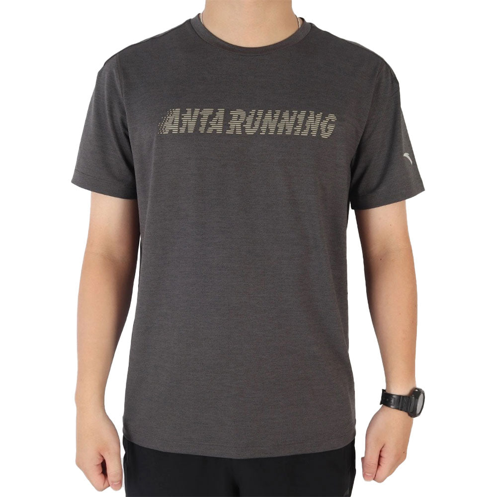 Anta Running T-Shirt For Men, Dark Grey
