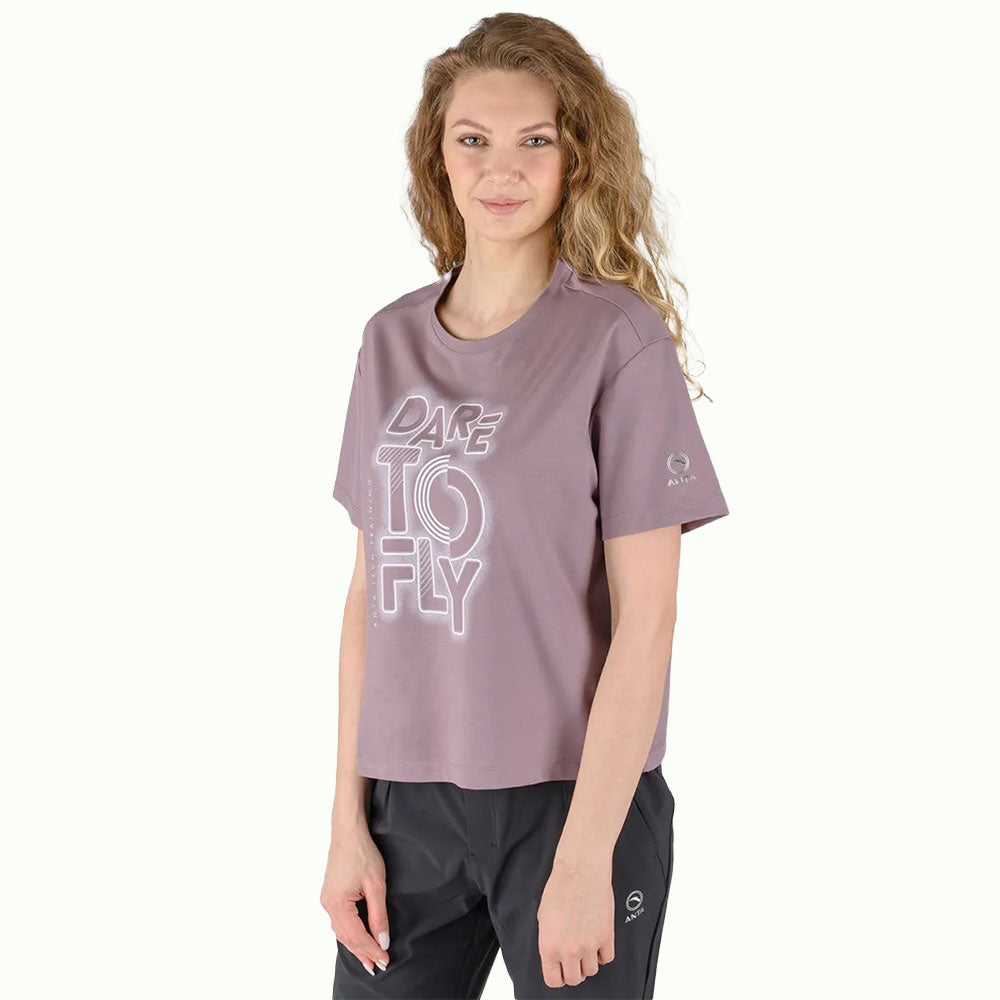 Anta Cross-Training Cotton T-Shirt For Women, Dark Purple