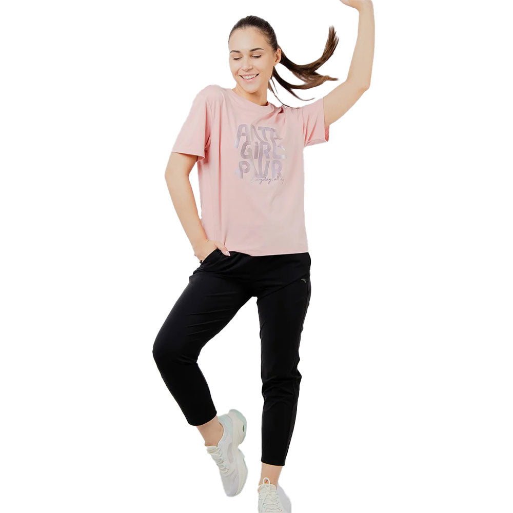 Anta Cross-Training Cotton T-Shirt For Women, Pink