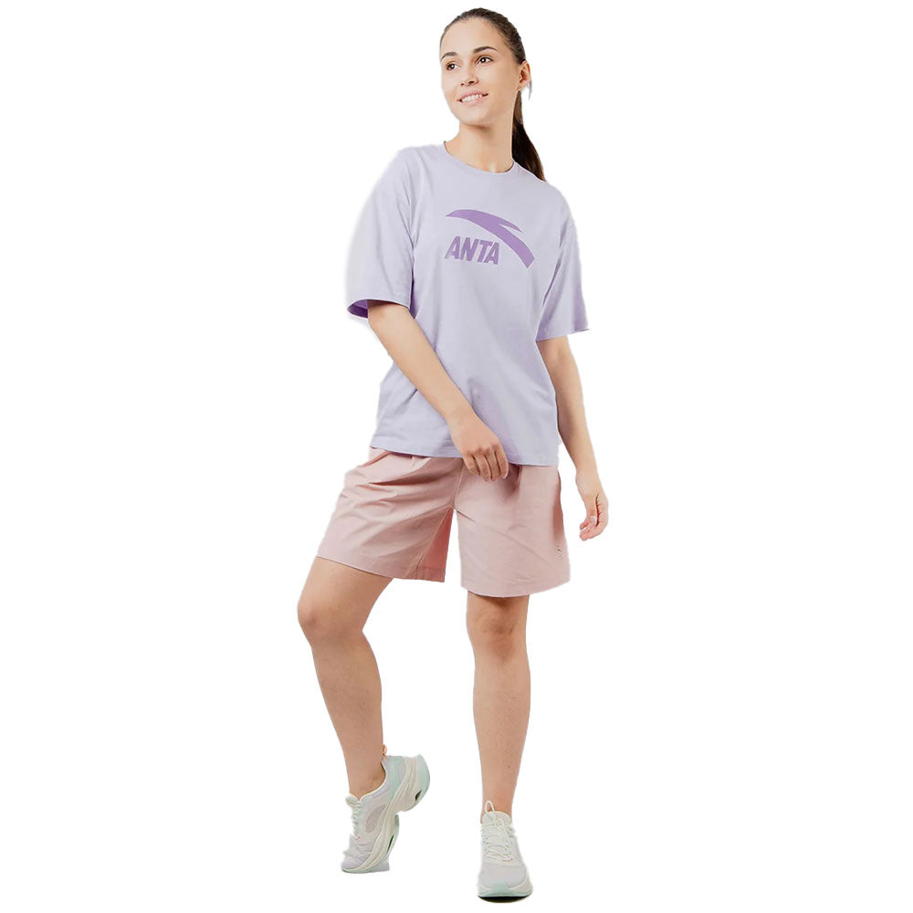 Anta Cross-Training Cotton T-Shirt For Women, Purple