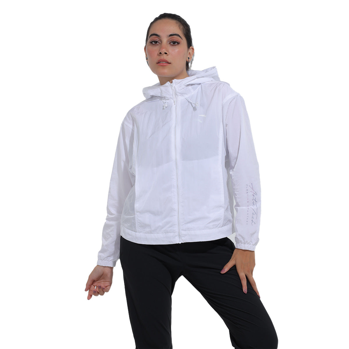 Anta Woven Track Sweatshirt with Hoodies For Women, White
