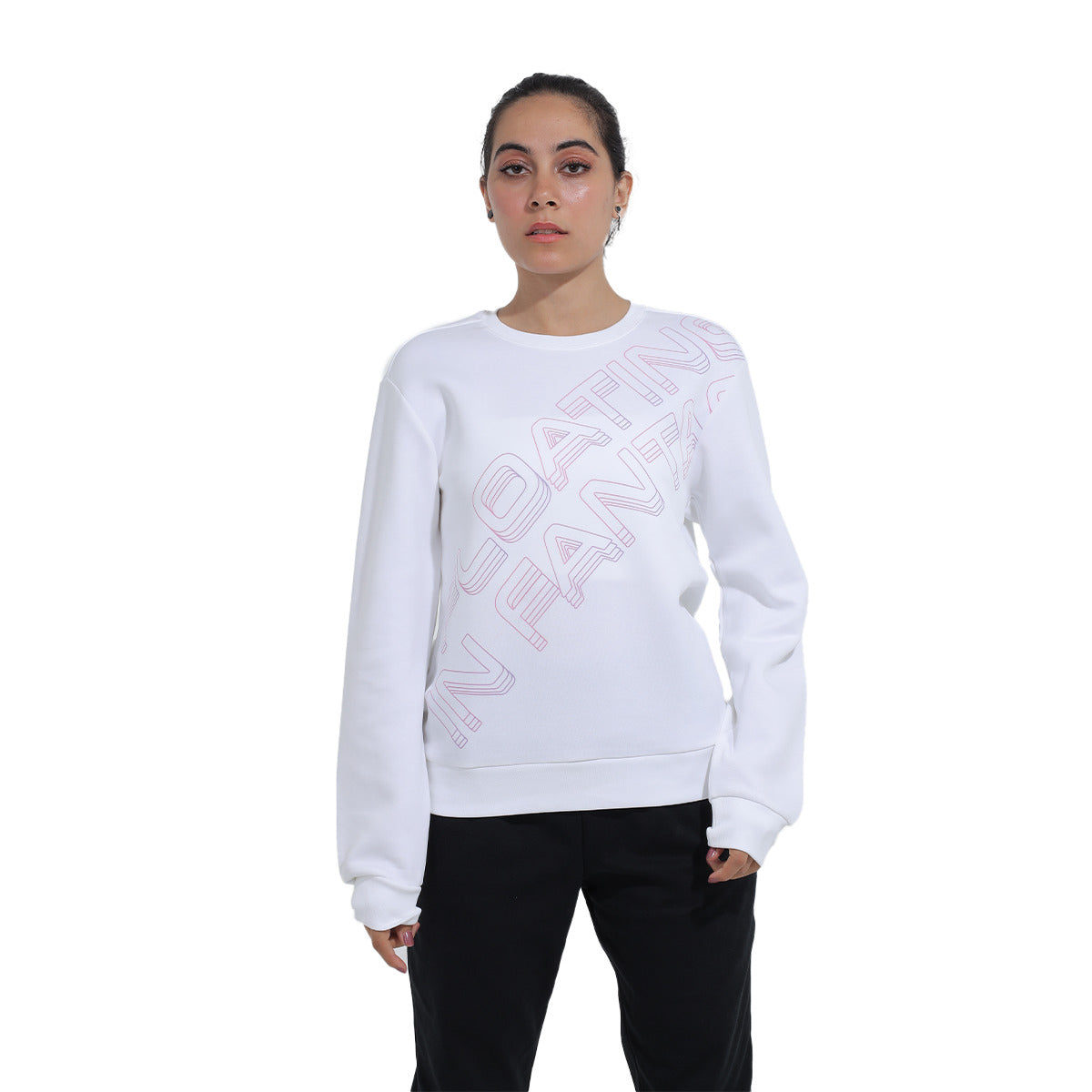 Anta Sweatshirt with Long Sleeves For Women, White