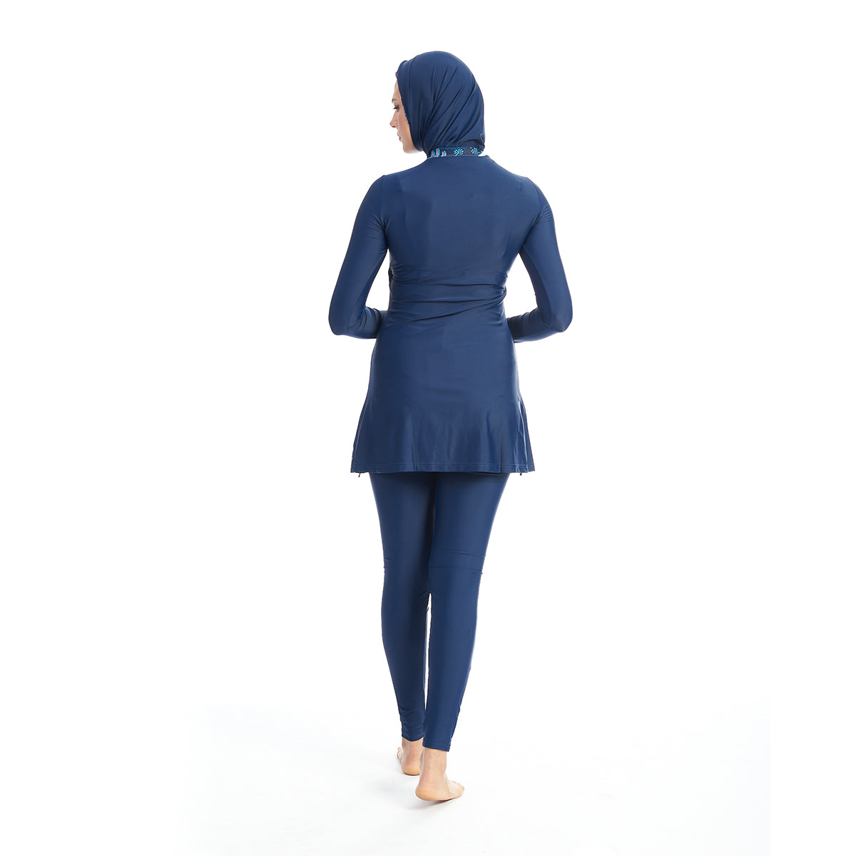 Energetics Burkini Full Covered Swimsuit For Women + Bonnet, Dark Blue